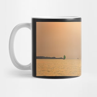 Green Sails at Sunset Mug